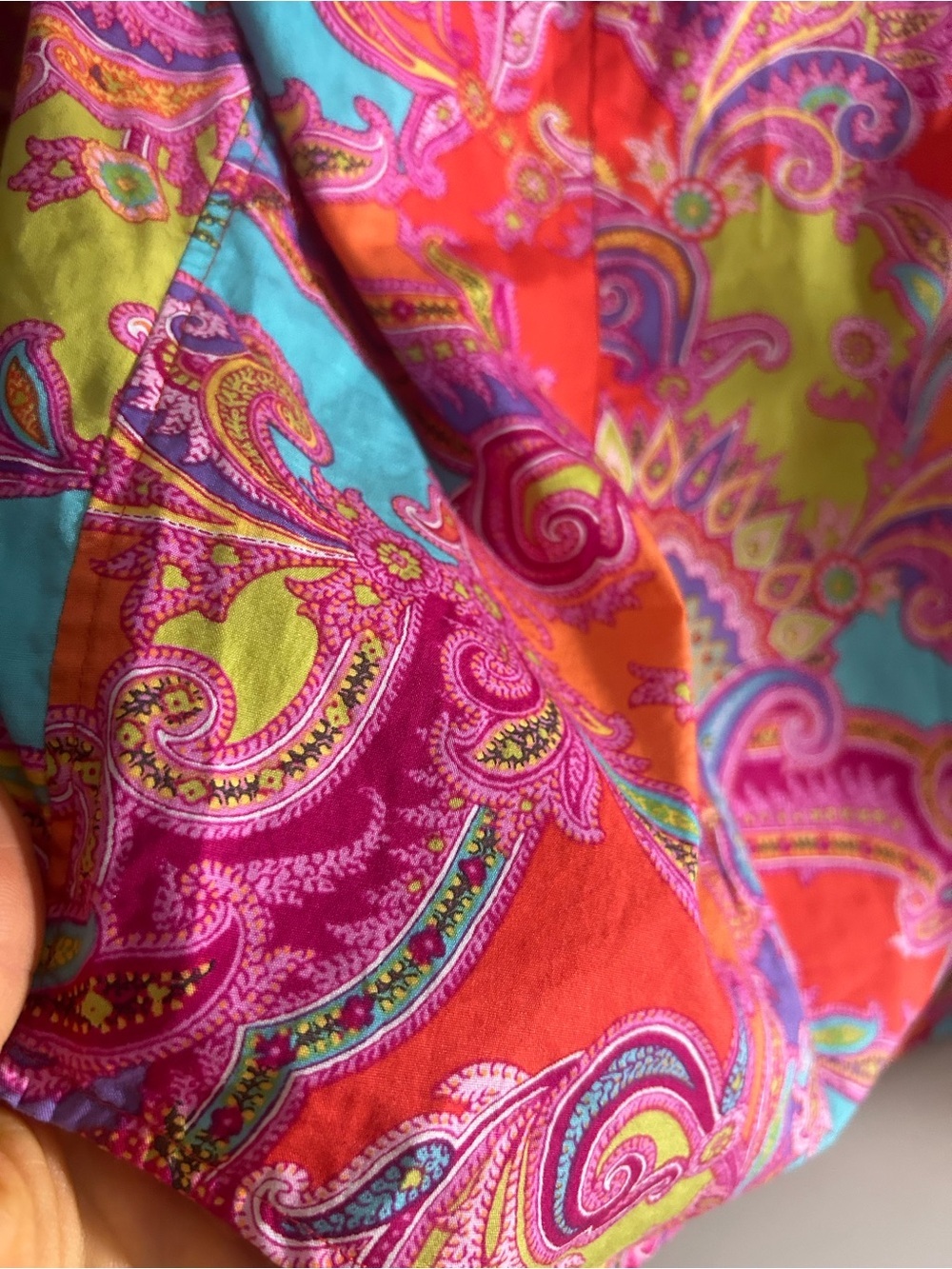 Chaps Colorful Paisley Button Front Shirt Blouse Cotton Size M - Picture 3 of 11